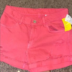 pink jean shorts